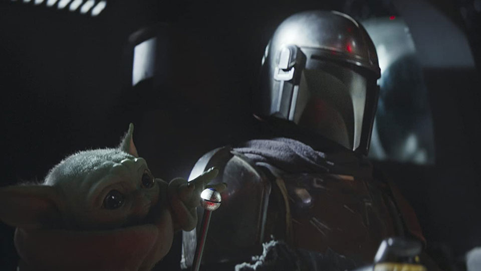 Baby Yoda und The Mandalorian (Pedro Pascal)